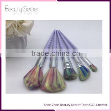 synthetic hair flat tip multicolour spiral make up brush set 5pcs free samples