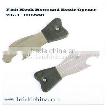 Fishing tool fish hook hone and bottle opener