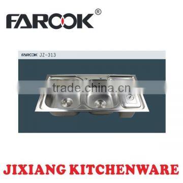 Factory supply double bowl with bin stainless steel kitchen sink