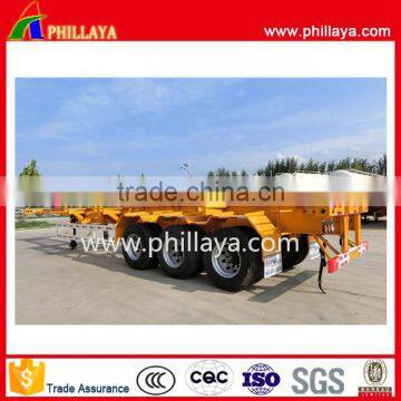 China Phillaya Manufacture Hot Sale 2 or 3 Axles Shipping Port Flatbed 20ft 40ft Skeleton Semi Trailer for Sale photo-3