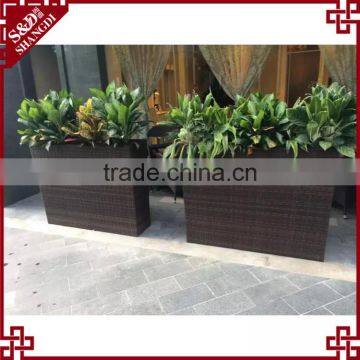 Hot sale outdoor garden decorative rattan wholesale planter boxes