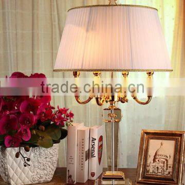 K9 Crystal Lamp Body Fabric Lampshade Four Candles Living Room Bedroom Table Lamp photo-2