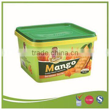 2.7L IML cookies plastic container with green lid