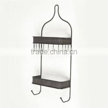 Wall Mounted Shampoo Rack With Two Hooks photo-4