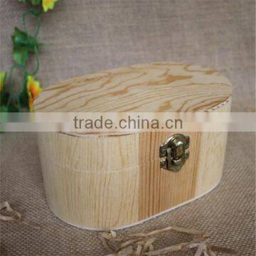 FSC High Quality Natural Oval Hinged Pine Wooden Jewelry Gift Box photo-4