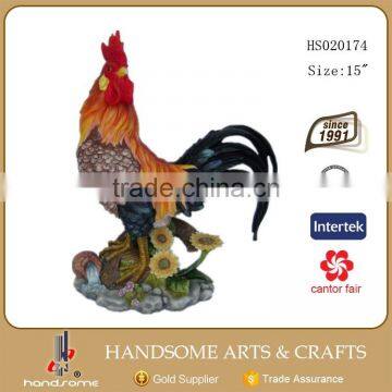 7*4*9'' Resin Home and Garden Art Statue Decoration Lively Animal Rooster Sculpture photo-4