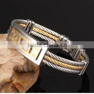Three Layers Man Bangles Punk Style Silver/Gold Color Stainless Steel The Great Wall Design Men Friendship Jewelry photo-5
