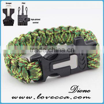 Best Paracord Survival Bracelet Outdoor Camping 4 in 1 Flint Fire Starter Whistle photo-4