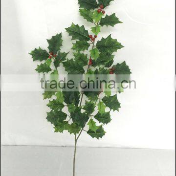 Artificial holly plant branch with red berries