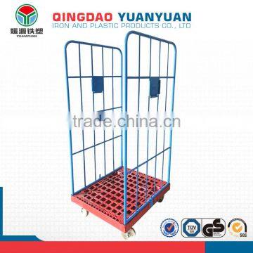 4 wheels 2 sided roll cage trolley logistics pallet wheel barrow storage metal waste container