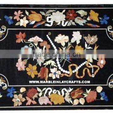 Black Marble Inlay Dining Table Top, Marble Inlay Dining Top