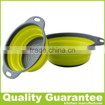Customized Color Silicone Colander Collapsible Plastic Silicone Strainer photo-5