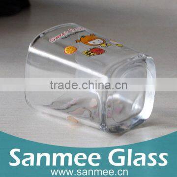 218ml Square Glass Water Cup With Printing Design And Good Quality photo-2