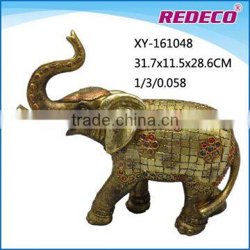 Large gold polyresin elephant statue