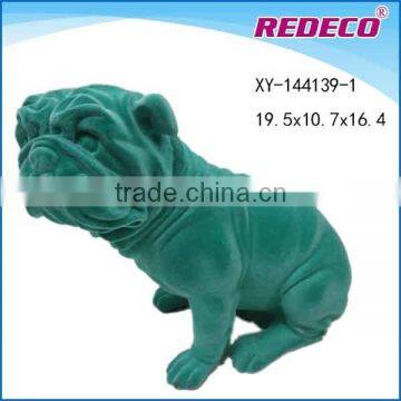 Resin flocking dog sculpture