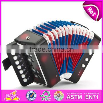 Hot selling kids toy wooden musical button accordion W07K006C