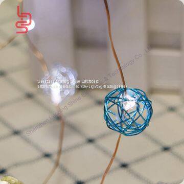 Rattan Ball Colorful White Led Copper String Light Cr2032 2m 20 Lights Fairy Light String photo-2