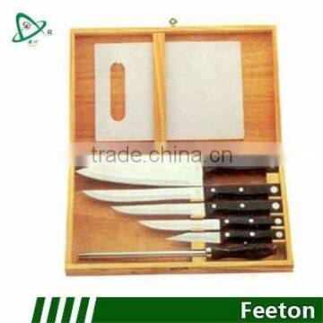 8pcs knife set with chopping boad in wooden case