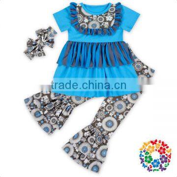 Short Sleeve Cotton & Polyester Outfit 0-6 Years Old Baby Clothes Set Fashion Girls Ruffle Outfits