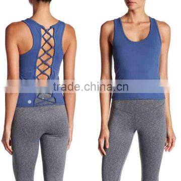 Women Fitness Tank Top Wholesale Custom Clothing High Quality Back Lace-Up Tank Top Women Gym