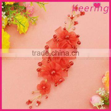 red bead flowers hair decoration for bridal headband WHD-005