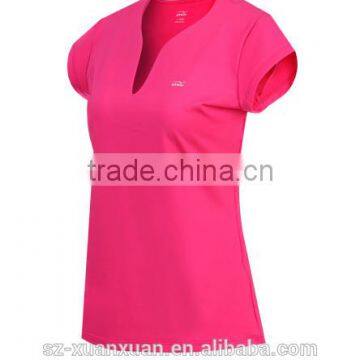 Wholesale Candy Color Shirt Body Tight V-neck Sportsware T-shirt for Women