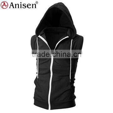 Oem Wholesale Fashion Design Men Hooded Vest photo-3