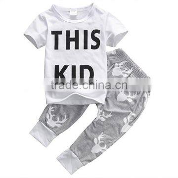 Unisex Children s Cotton t Shirt Custom Baby Clothes T-shirt Tops and Pants Kids Clothing Wholesale photo-2