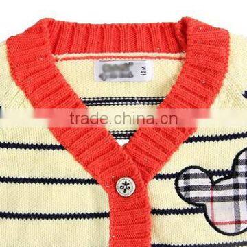 Contrast Color Trim Baby Cotton Sweater Cardigan photo-3