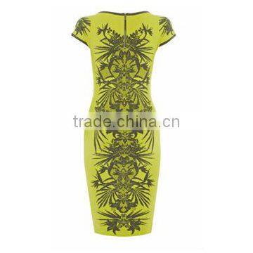 2014 Sexy Jungle Print Stretch Knit Lady's Dress photo-2