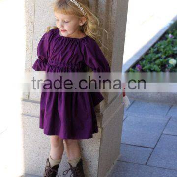 Hot Sale Baby Kids Ruffle Purple Gowns and Dresses 3/4 Sleeves Christmas Kids Baby Dress Girls photo-2