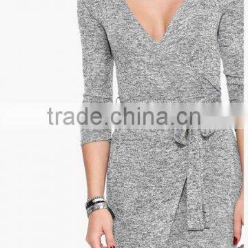 2015 Winter Hot Sale Irregular Half Sleeve Sexy Dress Slimfit Bodycon Dress for Women With Belt Autumn Dress photo-2