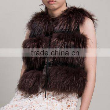 Myfur China Supplier Factory High Quality Latest Fashion Genuine Raccoon Fur Vest With Factory Price