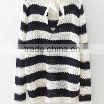 EY0859S Women Stripe Knitted Pullover Sweater photo-6