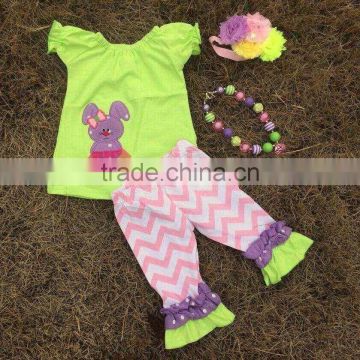 2016 Easter day design girls bunny outfits kids clothing short sleeves girls spring/summer clothes with accessories