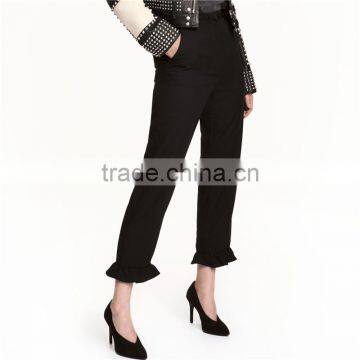 Summer Ankle-length Frill Trousers Woven Women Slacks photo-5