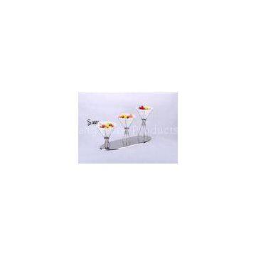 Gold / Silver / Rose Gold Plating Tiered Buffet Stand With 3 Ceramic Bowls To Server Desserts