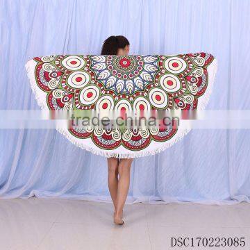 Wholesale Printed watermelon shaped Large Round Beach Towel aztec pattern microfiber round beach towel with tassels