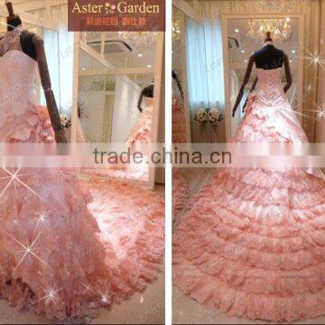 Stunning new style attractive pink lace wedding dress RB054