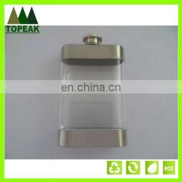 New arrived Stainless steel plastic Acrylic wine hip flask