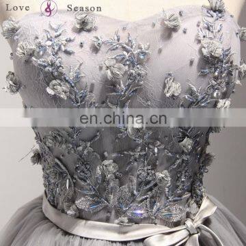 A17DL0008 Decorative Crochet Handmade Flowers Girls Beauty Set Corset Back Latest Evening Gowns