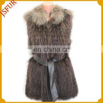 High grade classic style nice raccoon fur knitted women fur vest