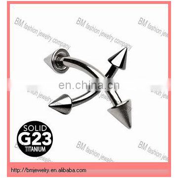 G23 Solid Titanium Curved Barbell eyebrow ring piercing body jewelry with Spikes