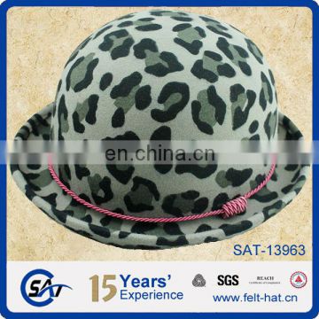 leopard print wool soft bowler hat, felt bowler hat