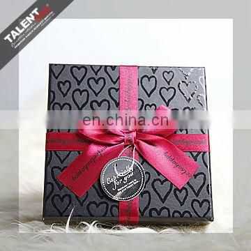 custom classic black art paper luxury gift box with bowknot