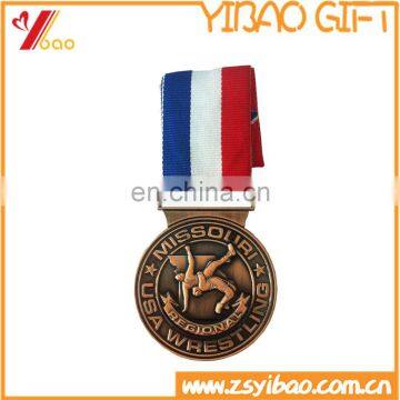 Competition custom award metal running sports medal with ribbon