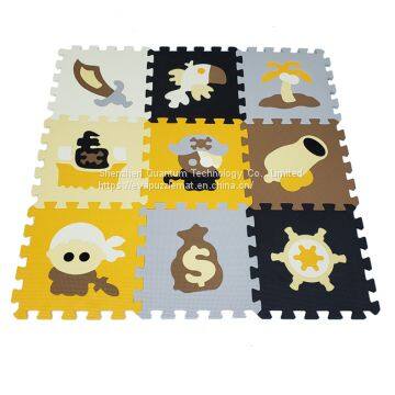 QT MAT Non-toxic 12in x 12in 9pcs/set EVA Foam Pirate Puzzle Mat Flooring