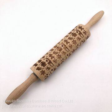 Laser Printing Wooden Rolling Pin,Made of Beech