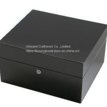 Black Wooden Watch Display Box With Booklet Slots,Wooden Watch Box With Card Slots photo-2