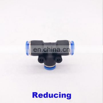 One touch pneumatic hose nipple fitting t type 12mm to 10mm 8mm 6mm 4mm 1/2 to 3/8 inch quick tube fitting connector 3 way